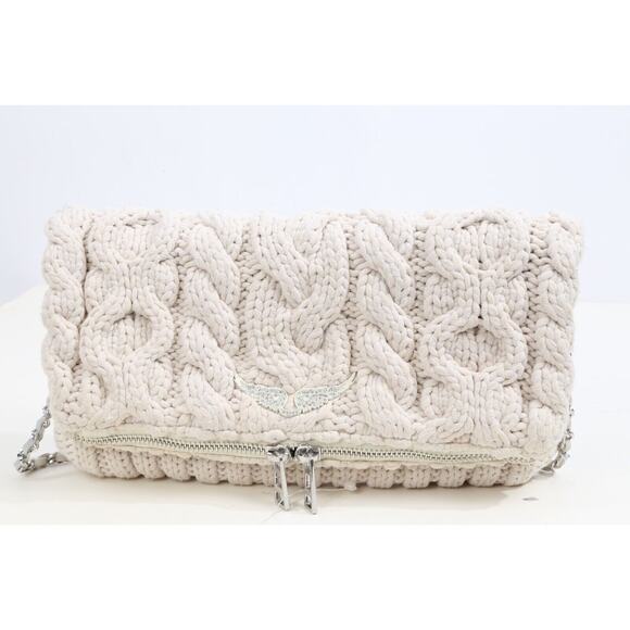 Zadig & Voltaire Rock Knitted Ivory Macramé Chain Shoulder Bag - Picture 12 of 16